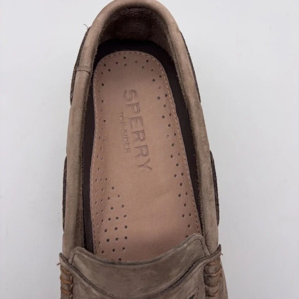 Sperry Penny Loafer Mens 8.5 Brown Leather Slip On Boat Shoe Casual Preppy